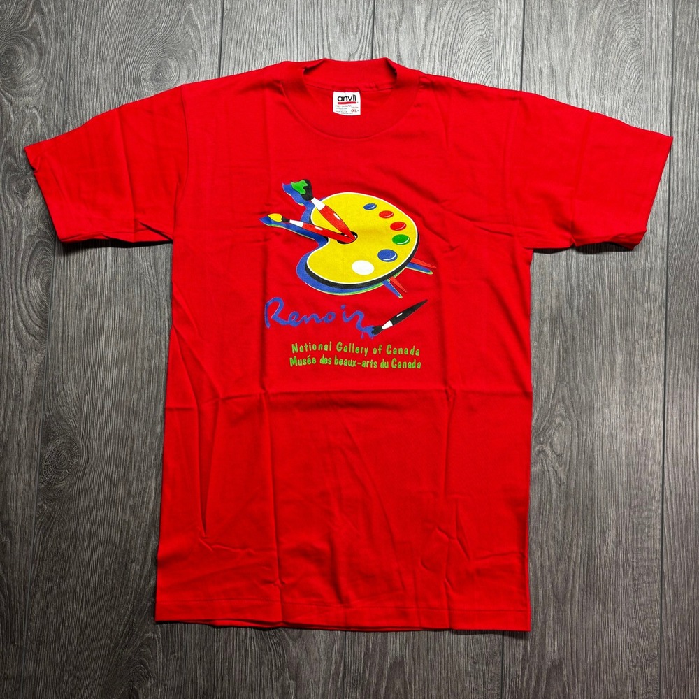 Vintage Renoir National Gallery of Canada T-Shirt Red Anvil Youth XL Made in USA